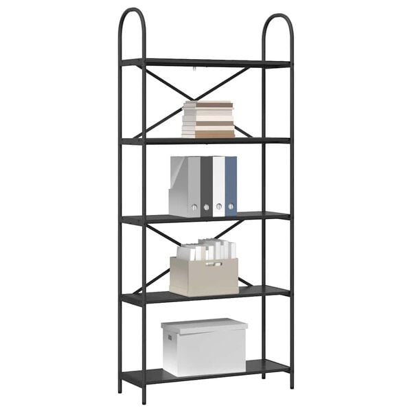 vidaXL K&ouml;nyvespolc Fekete t&ouml;lgy 80 x 30 x 183 cm Faanyag