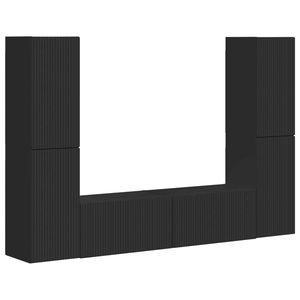 vidaXL TV szekr&eacute;ny garnit&uacute;ra 6 pcs Fekete Faanyag