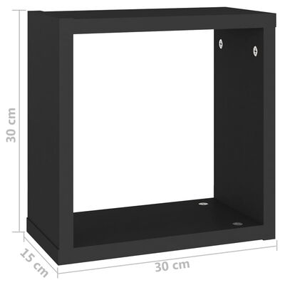 vidaXL 4 db fekete fali kockapolc 30 x 15 x 30 cm