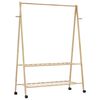 vidaXL bambusz ruha&aacute;llv&aacute;ny polcokkal &eacute;s kerekekkel 132x45,5x155,5 cm