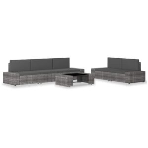 vidaXL 6 r&eacute;szes sz&uuml;rke polyrattan kerti &uuml;lőgarnit&uacute;ra