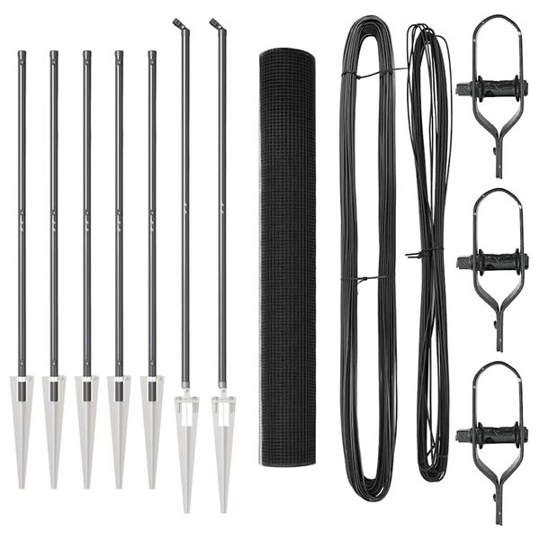 vidaXL Ker&iacute;t&eacute;soszlop Sz&uuml;rke 10 x 1,2 m (12 x 12 mm h&aacute;l&oacute;) Ac&eacute;l &eacute;s PVC