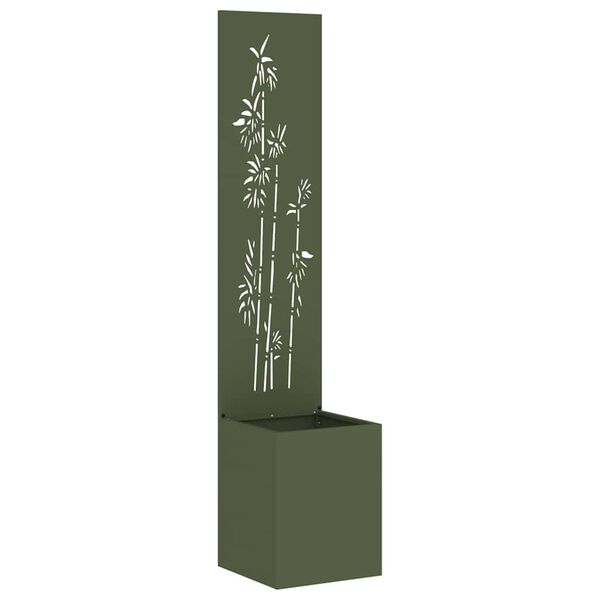 vidaXL Kertvédő vászon Oliva zöld 32 x 140 cm Hidegen hengerelt acél