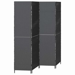 vidaXL Szobaelv&aacute;laszt&oacute; Fekete 195 x 180 cm polirattan