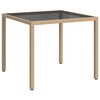 vidaXL b&eacute;zs polyrattan &eacute;s edzett &uuml;veg kerti asztal 90 x 90 x 75 cm