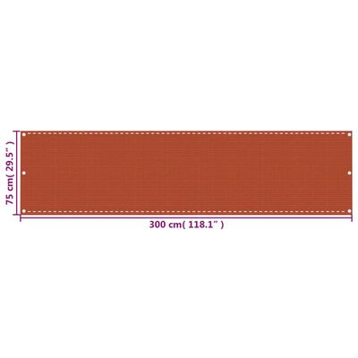 vidaXL narancssárga HDPE erkélytakaró 75 x 300 cm