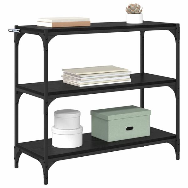 vidaXL K&ouml;nyvespolc Fekete t&ouml;lgy 80 x 33 x 70,5 cm Műszaki fa &eacute;s vas