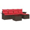 vidaXL Kerti Kanap&eacute; Szett p&aacute;rn&aacute;val t&aacute;rol&oacute;val 6 pcs Poli rattan