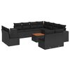 vidaXL 12 r&eacute;szes fekete polyrattan kerti &uuml;lőgarnit&uacute;ra p&aacute;rn&aacute;kkal
