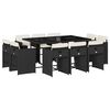 vidaXL 11 r&eacute;szes fekete polyrattan kerti &eacute;tkezőgarnit&uacute;ra p&aacute;rn&aacute;kkal