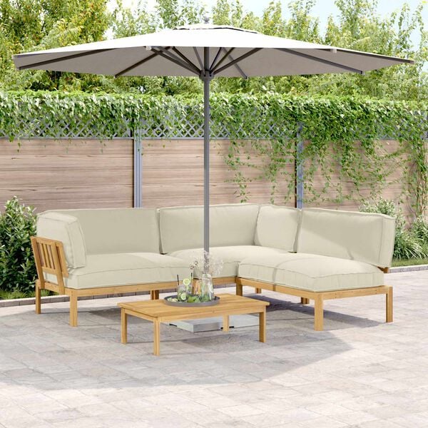 vidaXL Kanap&eacute; Szett p&aacute;rn&aacute;val Egysz&iacute;nű 4 pcs Kr&eacute;m T&ouml;m&ouml;r Ak&aacute;cfa