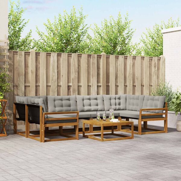 vidaXL K&uuml;lt&eacute;ri kanap&eacute; szett 7 pcs Term&eacute;szetes &eacute;s Vil&aacute;gossz&uuml;rke