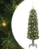 vidaXL Mű kar&aacute;csonyfa 150 LED-del Z&ouml;ld 120 cm PVC, ac&eacute;l &eacute;s műanyag