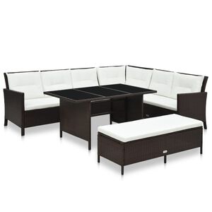 vidaXL 3-r&eacute;szes barna polyrattan kerti b&uacute;torgarnit&uacute;ra p&aacute;rn&aacute;kkal