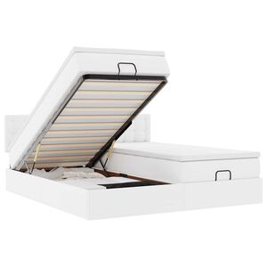 vidaXL Ottom&aacute;n &aacute;gykeret matraccal Feh&eacute;r 200x200cm műbőrrel