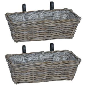 vidaXL F&uuml;ggő vir&aacute;gcser&eacute;p kos&aacute;r t&aacute;rol&oacute;val 2 pcs Sz&uuml;rke 48 x 22 x 15 cm