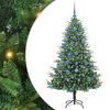 vidaXL Műfenyő vil&aacute;g&iacute;t&aacute;ssal &eacute;s g&ouml;mbk&eacute;szlettel Z&ouml;ld 180 cm PVC &eacute;s PE