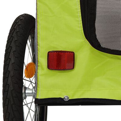 vidaXL zöld és szürke szövet és vas kutyaszállító kerékpár utánfutó