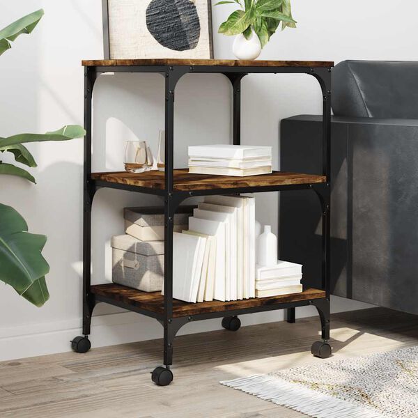 vidaXL 3 szintes füstös tölgy színű nyomtatóállvány 50 x 41 x 75 cm