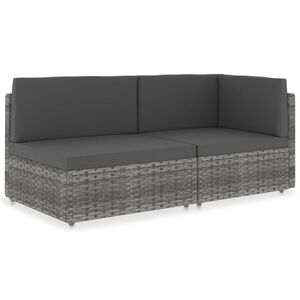 vidaXL 2 szem&eacute;lyes sz&uuml;rke elemes polyrattan kanap&eacute;