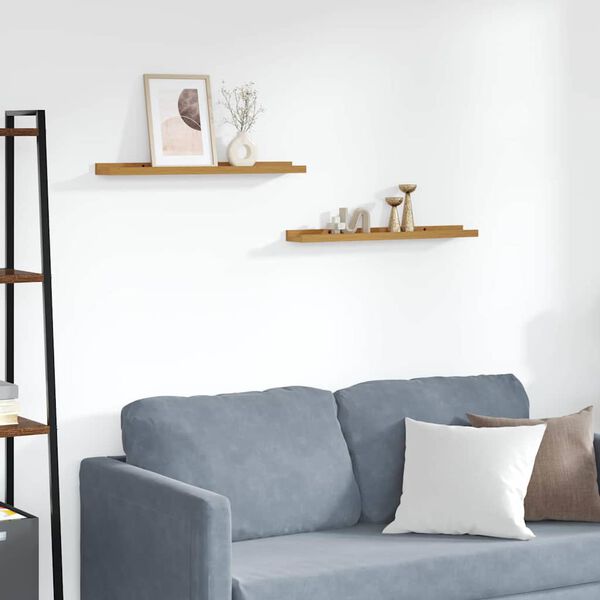 vidaXL Falpolc polcokkal t&aacute;rol&oacute;val 2 pcs B&eacute;zs 60 x 9 x 3 cm Faanyag