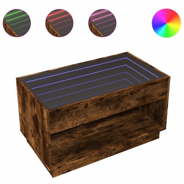 vidaXL f&uuml;st&ouml;s t&ouml;lgy v&eacute;gtelen hat&aacute;s&uacute; LED-es doh&aacute;nyz&oacute;asztal 90x50x50 cm