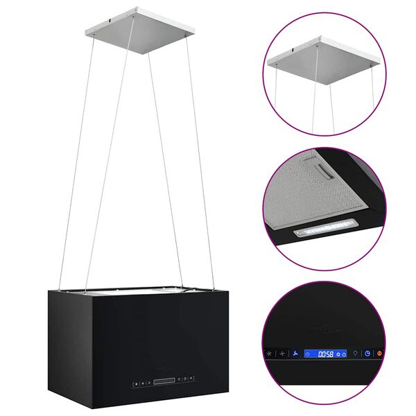 vidaXL porszórt acél LCD érintőképernyős sziget páraelszívó 55 cm