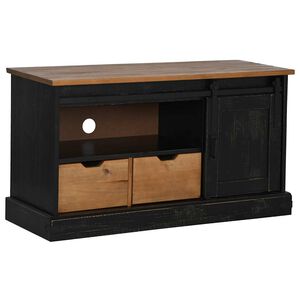 vidaXL HALDEN fekete t&ouml;m&ouml;r fa TV szekr&eacute;ny tol&oacute;ajt&oacute;val 110x40x60 cm