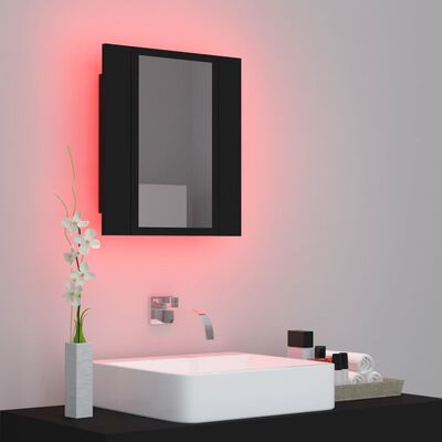 vidaXL fekete akril LED-es fürdőszobaszekrény tükörrel 40x12x45 cm