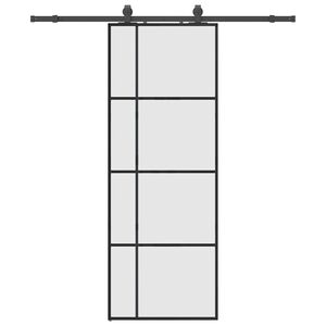 vidaXL fekete ESG &uuml;veg tol&oacute;ajt&oacute; f&eacute;mszerelv&eacute;ny-szettel 76x205 cm