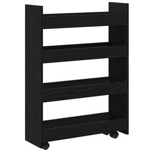 vidaXL Keskeny T&aacute;rol&oacute; Kocsi Fekete t&ouml;lgy 60 x 20 x 82 cm Szerelt Fa