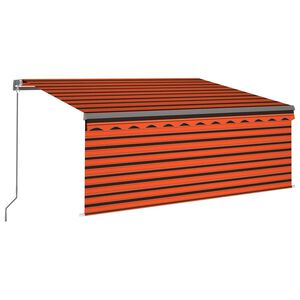 vidaXL narancss&aacute;rga-barna LED-es napellenző redőnnyel 3,5 x 2,5 m
