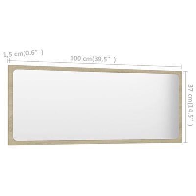 804633 vidaXL Bathroom Mirror Sonoma Oak 100x1,5x37 cm Chipboard
