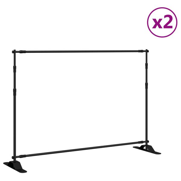 vidaXL 2 db fekete acél háttérállvány 305 x 243 cm