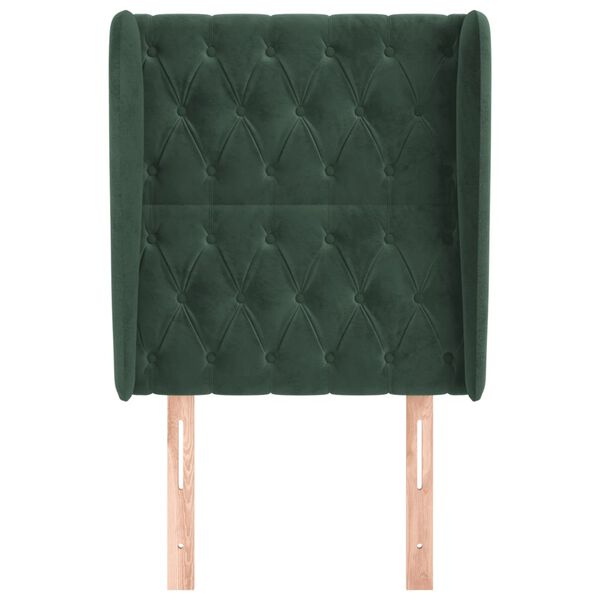 vidaXL sötétzöld bársony fejtámla szárnyakkal 83 x 23 x 118/128 cm