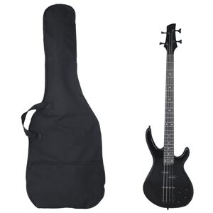 vidaXL fekete elektromos basszusgit&aacute;r kezdőknek puhatokkal 4/4 46"