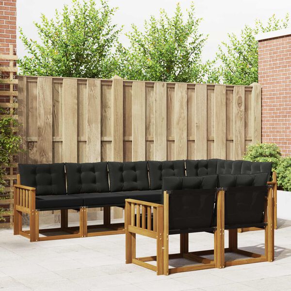 vidaXL K&uuml;lt&eacute;ri kanap&eacute; szett p&aacute;rn&aacute;val 8 pcs Term&eacute;szetes &eacute;s fekete