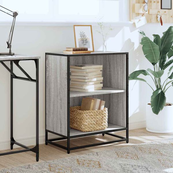 vidaXL szürke sonoma színű szerelt fa könyvszekrény 60x35x76 cm