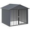 vidaXL fekete horganyzott ac&eacute;l kutyakennel tetővel 117x103x102 cm