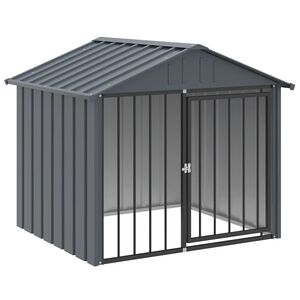 vidaXL fekete horganyzott ac&eacute;l kutyakennel tetővel 117x103x102 cm