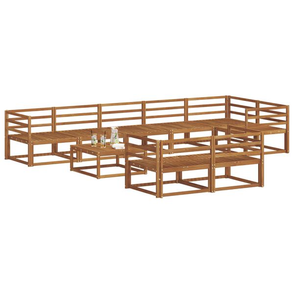 vidaXL K&uuml;lt&eacute;ri kanap&eacute; szett 9 pcs Term&eacute;szetes T&ouml;m&ouml;r Ak&aacute;cfa