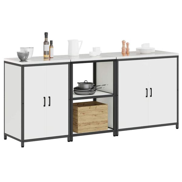 vidaXL Konyhai T&aacute;rol&oacute; K&eacute;szlet 3 pcs Feh&eacute;r Hidegen hengerelt ac&eacute;l