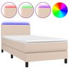 vidaXL cappuccino sz&iacute;nű műbőr rug&oacute;s &aacute;gy matraccal &eacute;s LED-del 90x200 cm