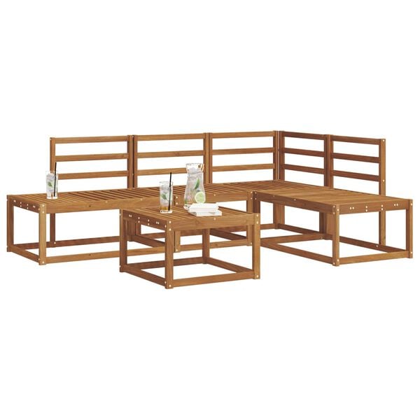 vidaXL K&uuml;lt&eacute;ri kanap&eacute; szett 5 Darab Term&eacute;szetes T&ouml;m&ouml;r Ak&aacute;cfa