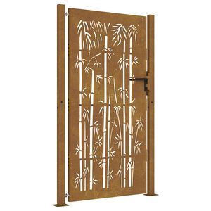 vidaXL Corten ac&eacute;l, bambusz mint&aacute;s kerti kapu 100x200 cm
