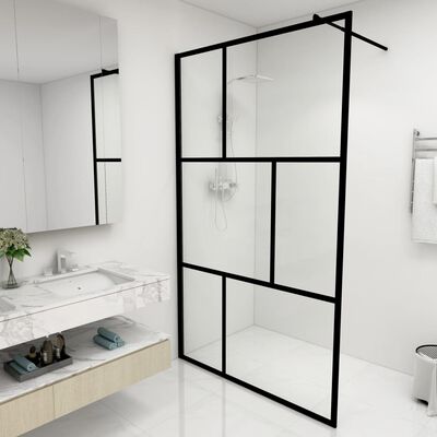 vidaXL fekete zuhanyfal edzett üveggel 115 x 195 cm