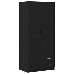 vidaXL Ruh&aacute;sszekr&eacute;ny Fekete t&ouml;lgy 80 x 52 x 180 cm Szerelt Fa