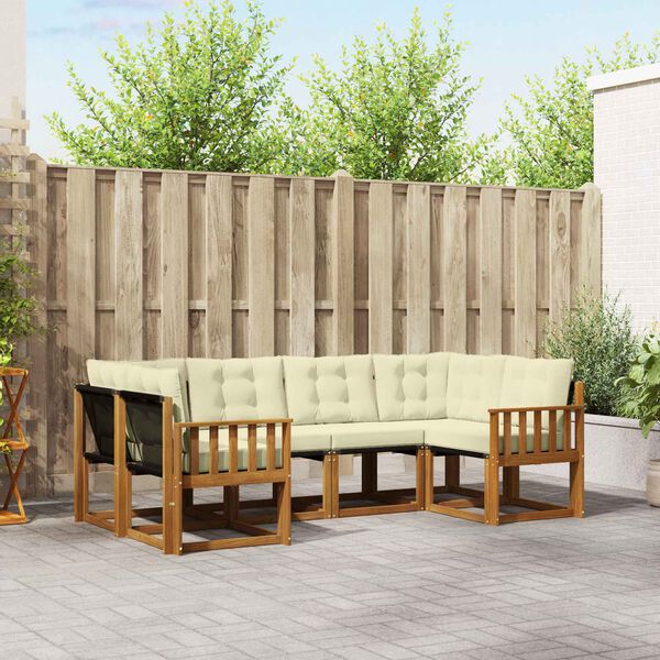 vidaXL K&uuml;lt&eacute;ri kanap&eacute; szett p&aacute;rn&aacute;val 6 pcs Term&eacute;szetes &eacute;s kr&eacute;msz&iacute;nű