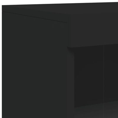 vidaXL fekete szerelt fa tálalószekrény LED-világítással