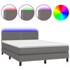 vidaXL sz&uuml;rke műbőr rug&oacute;s &aacute;gy matraccal &eacute;s LED-del 140x190 cm